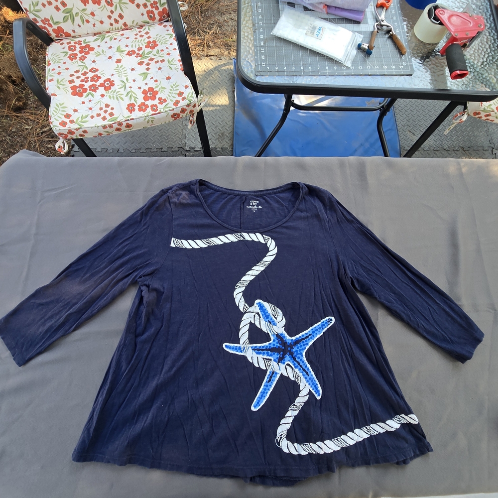 Crown & Ivy Navy Blue Starfish Blouse A-30